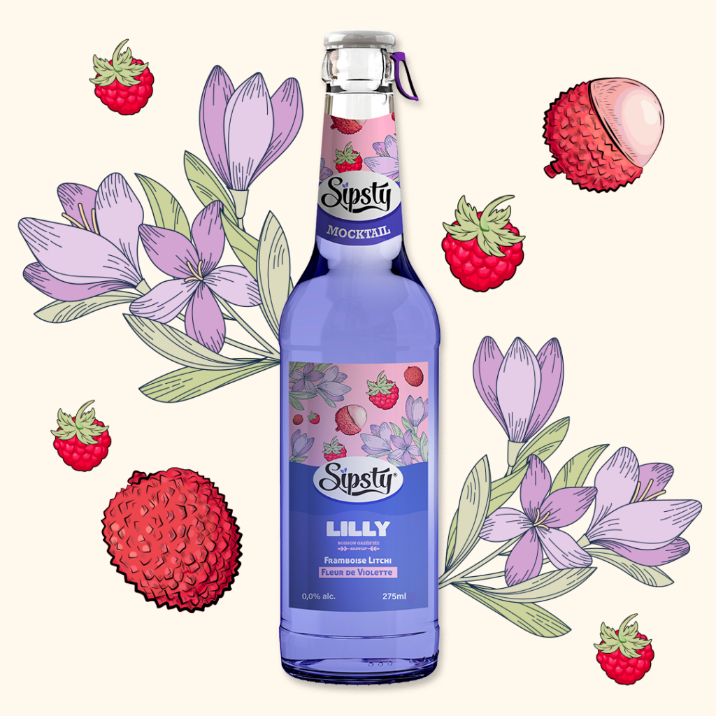 SIPSTY LILLY FRAMBOISE LITCHI FLEUR DE VIOLETTE 27.5CL