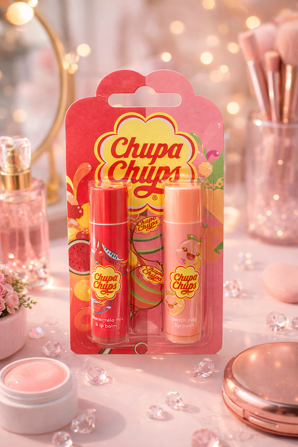 Baume à lèvres Chupa Chups Pastèque / Pêche