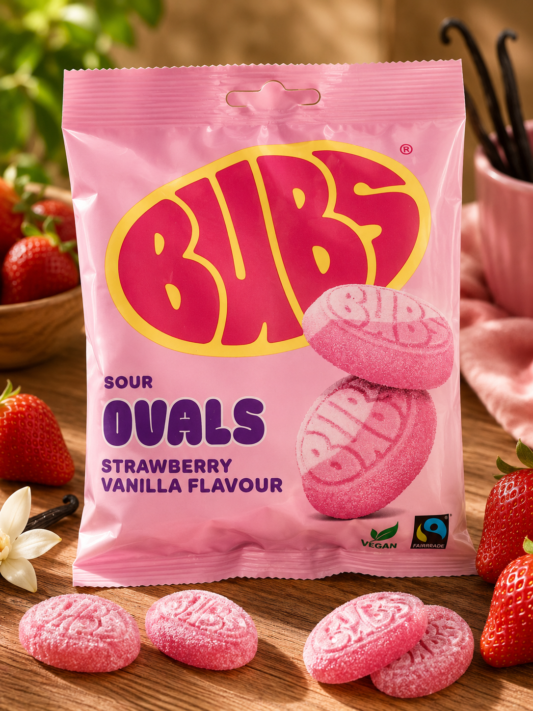 Bubs Godis Goody Sour Ovals Strawberry & Vanilla
