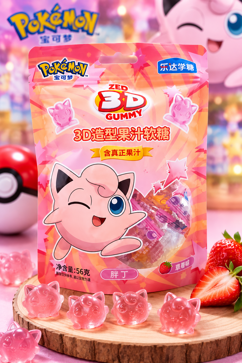 Peeling 3D Gummies Pokemon Strawberry 56 Gr