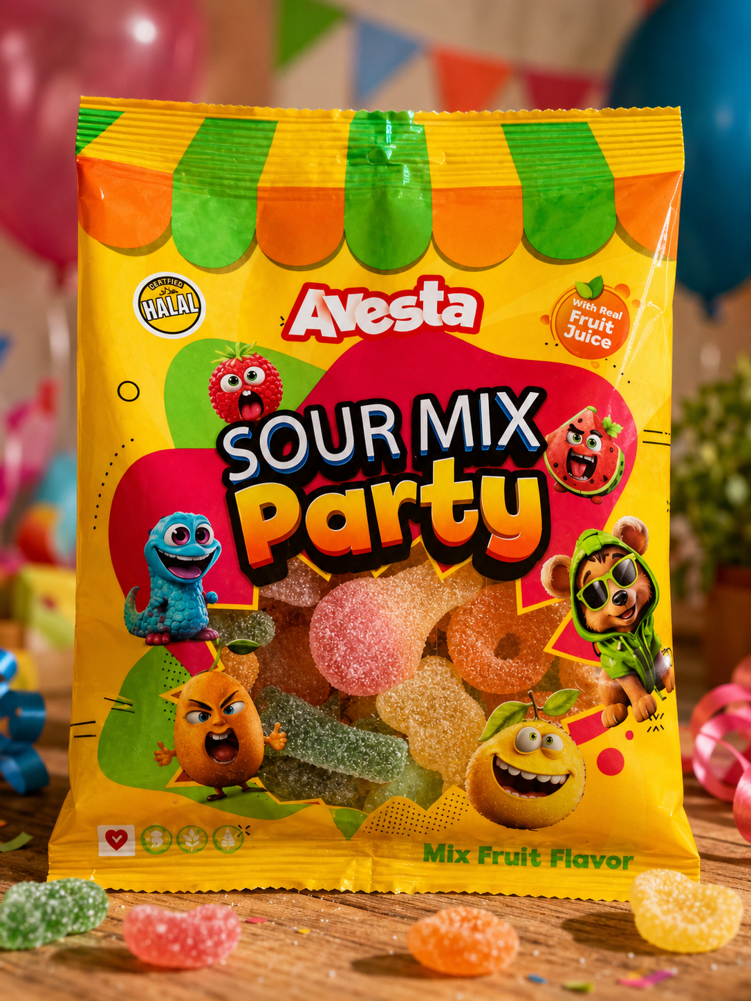 Avesta Sour Mix Party Gummy Fruit Flavor