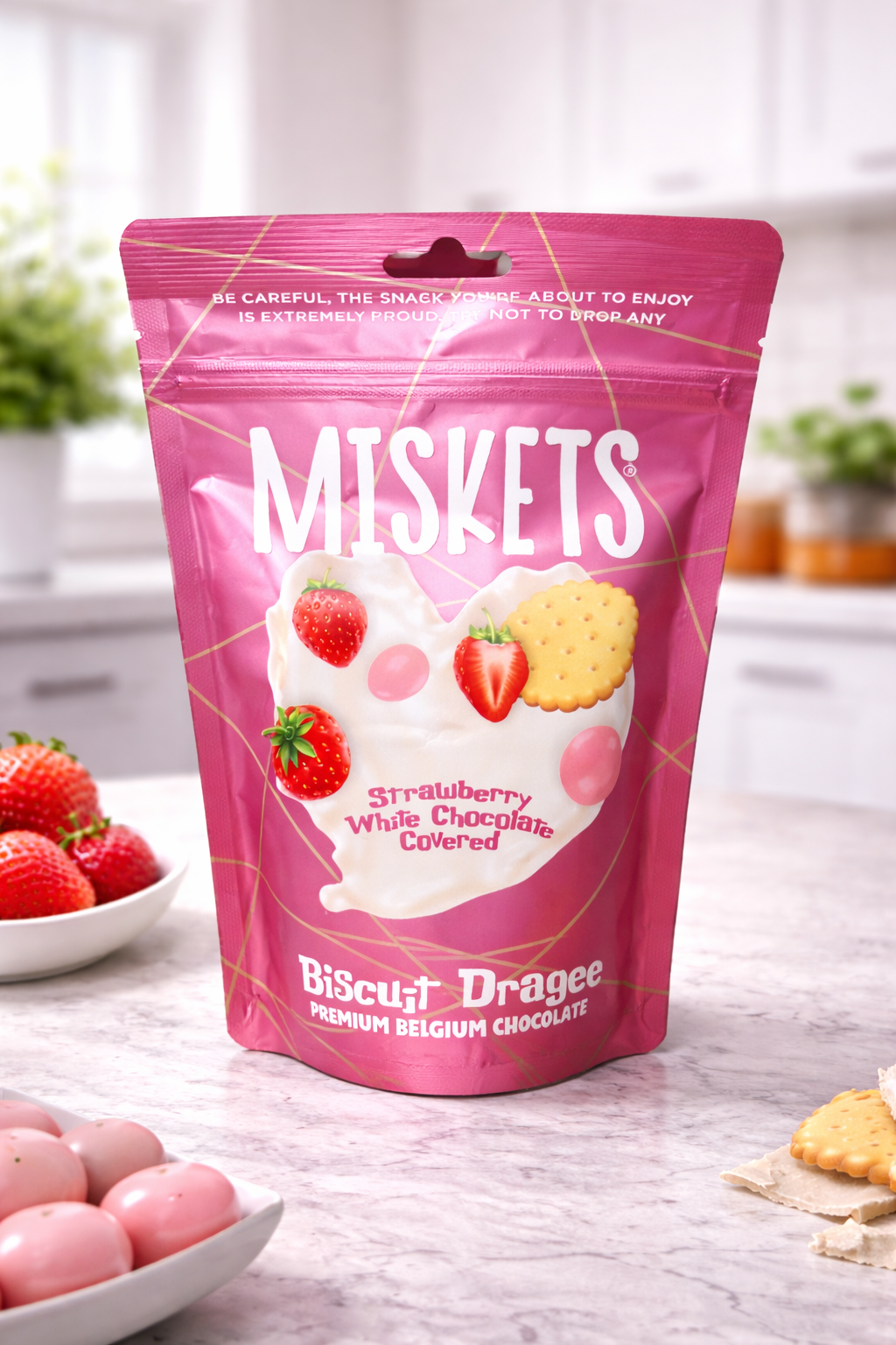 Misket White Chocolate Coated Strawberry 80 Gr